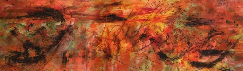 I Just Want to Start a Flame In Your Heart – 30" x 102" – Acrylic with mineral granules on canvas – SOLD