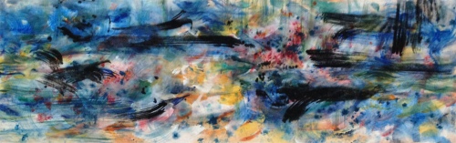 Lovin' the Blues – 30" x 102" – Acrylic with mineral granules on canvas – $9,200