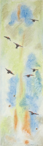 <strong>Thirteen Ways of Looking at a Red-winged Blackbird 3</strong> – 3.5" x 12" – Pastel on archival paper – $275