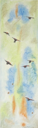 Thirteen Ways of Looking at a Red-winged Blackbird 3 – 3.5" x 12" – Pastel on archival paper – $275