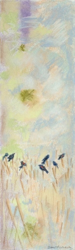 <strong>Thirteen Ways of Looking at a Red-winged Blackbird 5A</strong> – 3.5" x 12" – Pastel on archival paper – $275