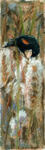 Thirteen Ways of Looking at a Red-winged Blackbird 8 – 3.5" x 12" – Pastel on archival paper – $275