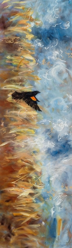 Thirteen Ways of Looking at a Red-winged Blackbird 12 – 102" x 30" – Acrylic on canvas – $9,200