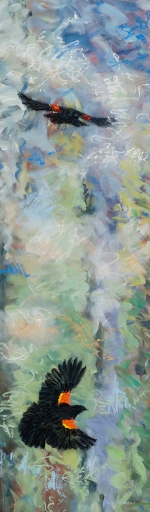 Thirteen Ways of Looking at a Red-winged Blackbird 13 – 102" x 30" – Acrylic on canvas – SOLD