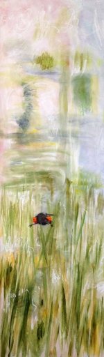 <strong>Thirteen Ways of Looking at a Red-winged Blackbird 4</strong> – 102" x 30" – Acrylic on canvas – $9,200