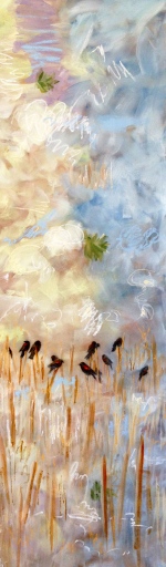 Thirteen Ways of Looking at a Red-winged Blackbird 5 – 102" x 30" – Acrylic on canvas – SOLD
