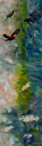 Thirteen Ways of Looking at a Red-winged Blackbird 9 – 102" x 30" – Acrylic on canvas – $9,200