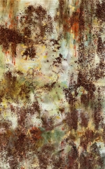 Satisfied 58x36 Acrylic with cacao on canvas