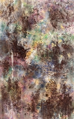 Attracted 58x36 Acrylic with cacao on canvas with grommets